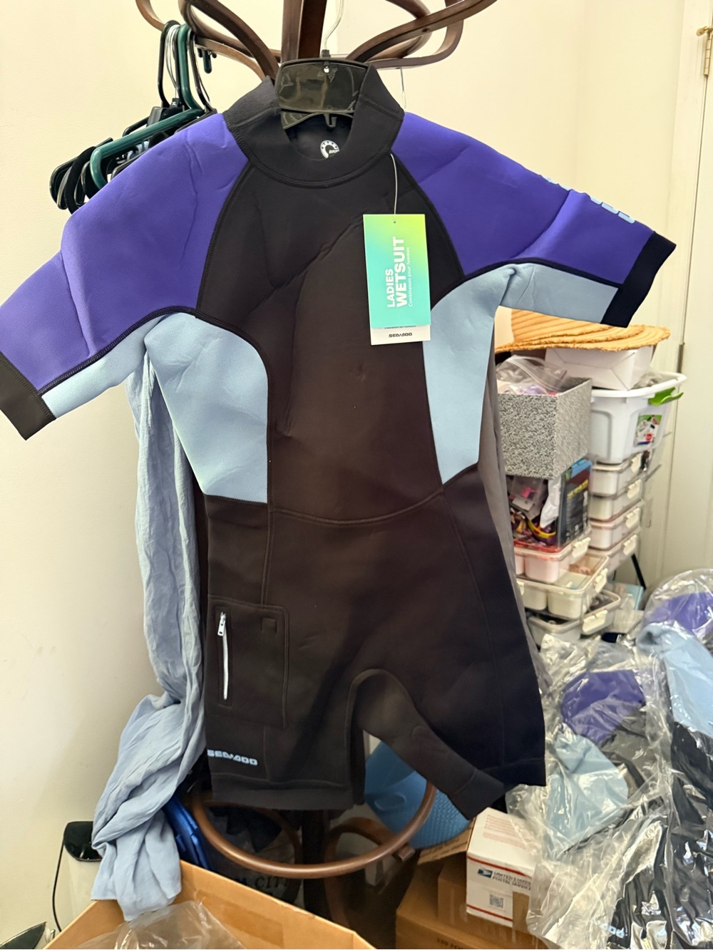 Sea-Doo Women's Shorty Wetsuit - Black & Purple
